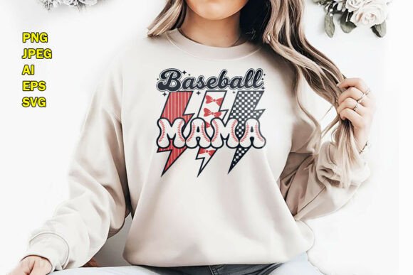Baseball Mama Lightning Bolt: Graphics for T-Shirt Designs