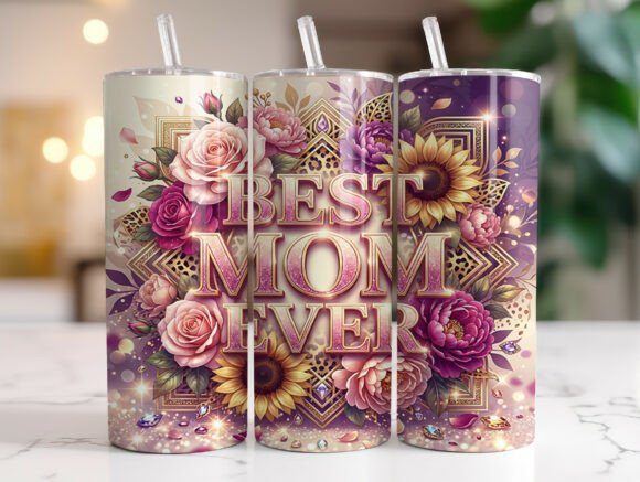 Best Mom Ever Floral Leopard Tumbler Wraps & Graphics