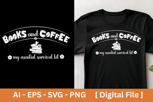 Books and Coffee Typography: Graphics for T-Shirt Designs