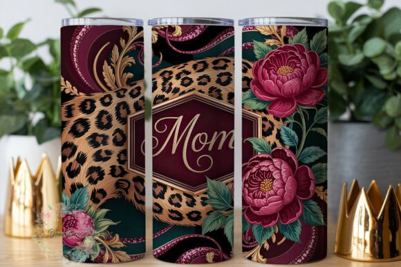 Leopard Floral Mom: Graphics for Tumbler Wraps