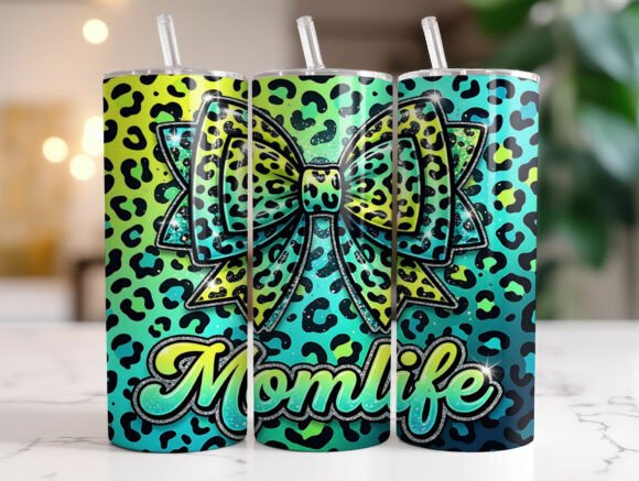 Leopard Print Bow Mom Life: Bold Graphics for Tumbler Wraps