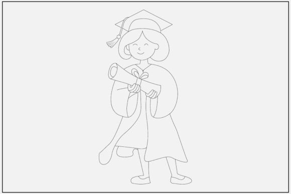 Mom Graduation Cap Line Art: Graphics & Illustrations