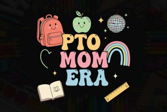 PTO Mom Era Retro School Fun Tee: Graphics for T-Shirt Designs