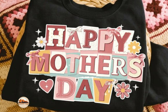 Retro Happy Mothers Day Preppy Bow Png for Graphics & T-Shirt Designs