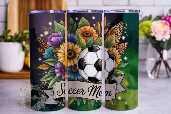 Soccer Mom Floral Ball: Tumbler Wraps & Graphics