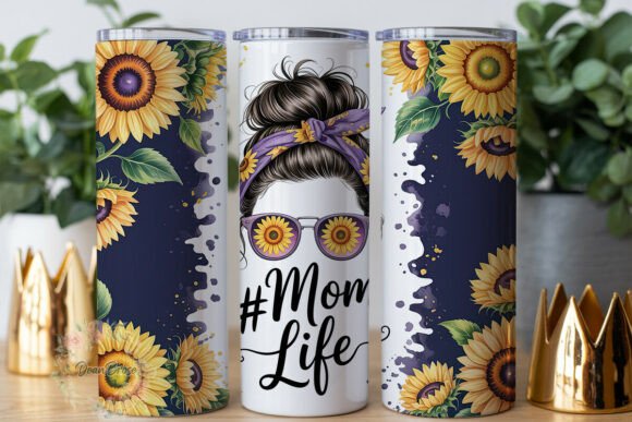 Sunflower Graphics for Mom Life Tumbler Wraps